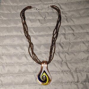 $2 with Bundle ~ Glass Swirl Pendant Necklace 6285